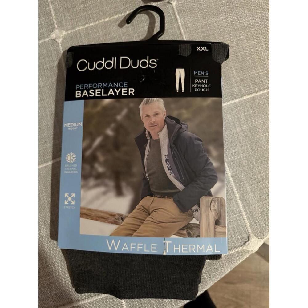 NWT XXL Men's Cuddl Duds Performance Baselayer Gray Waffle Thermal Pants NEW